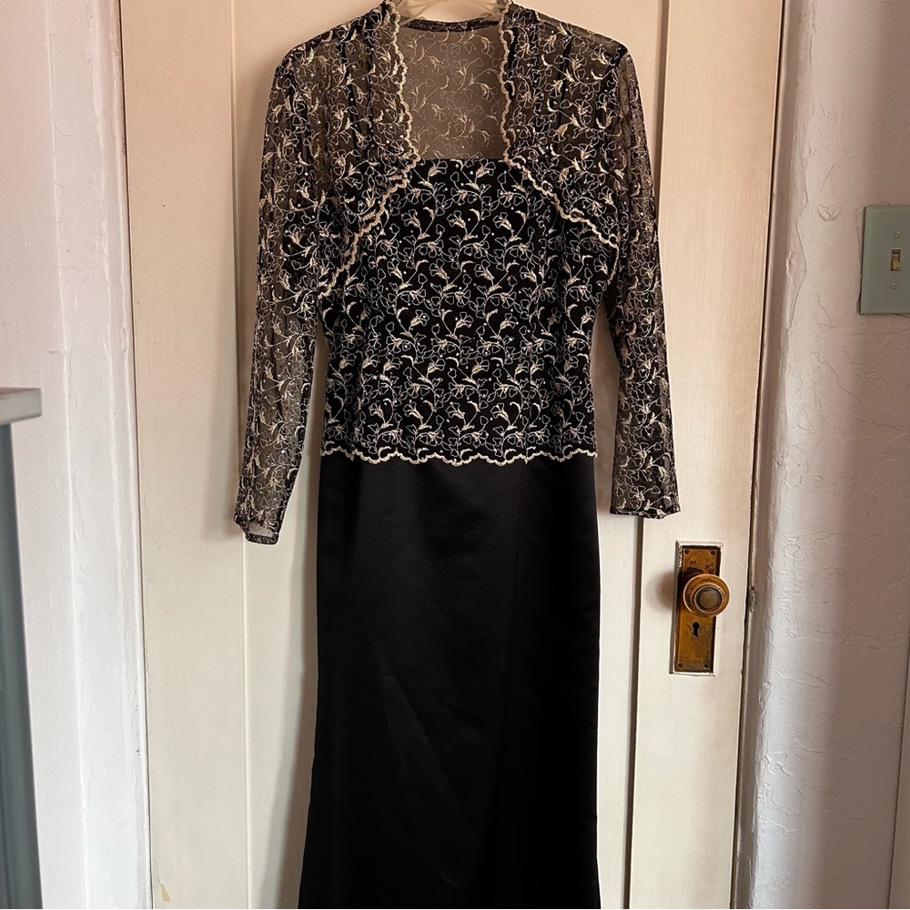 vintage black and gold aspeed formal prom dress with matching bolero car…
